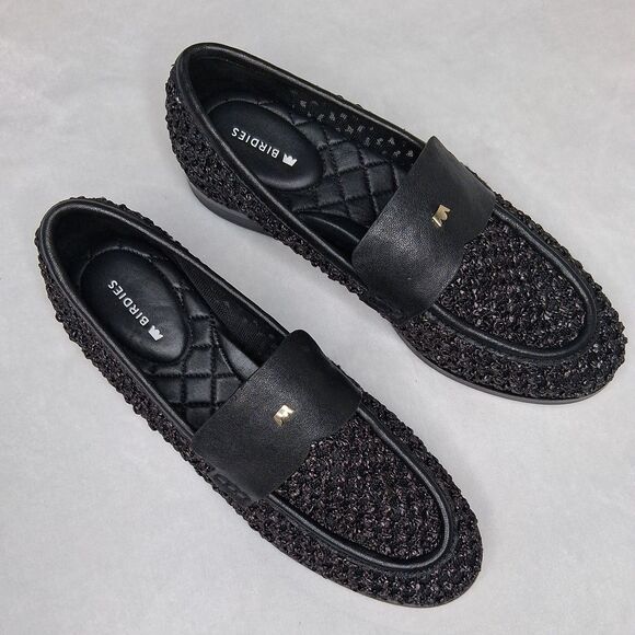 Birdies Shoes - Birdies Women's The Starling 20 Loafers In Black Openweave Size 8